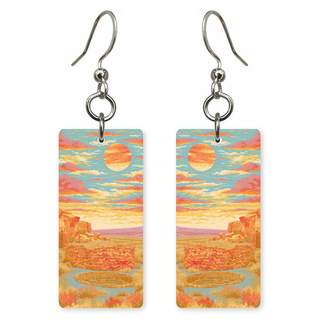 Chaco Culture Great Kiva — She's Choosing earrings, shown as a pair