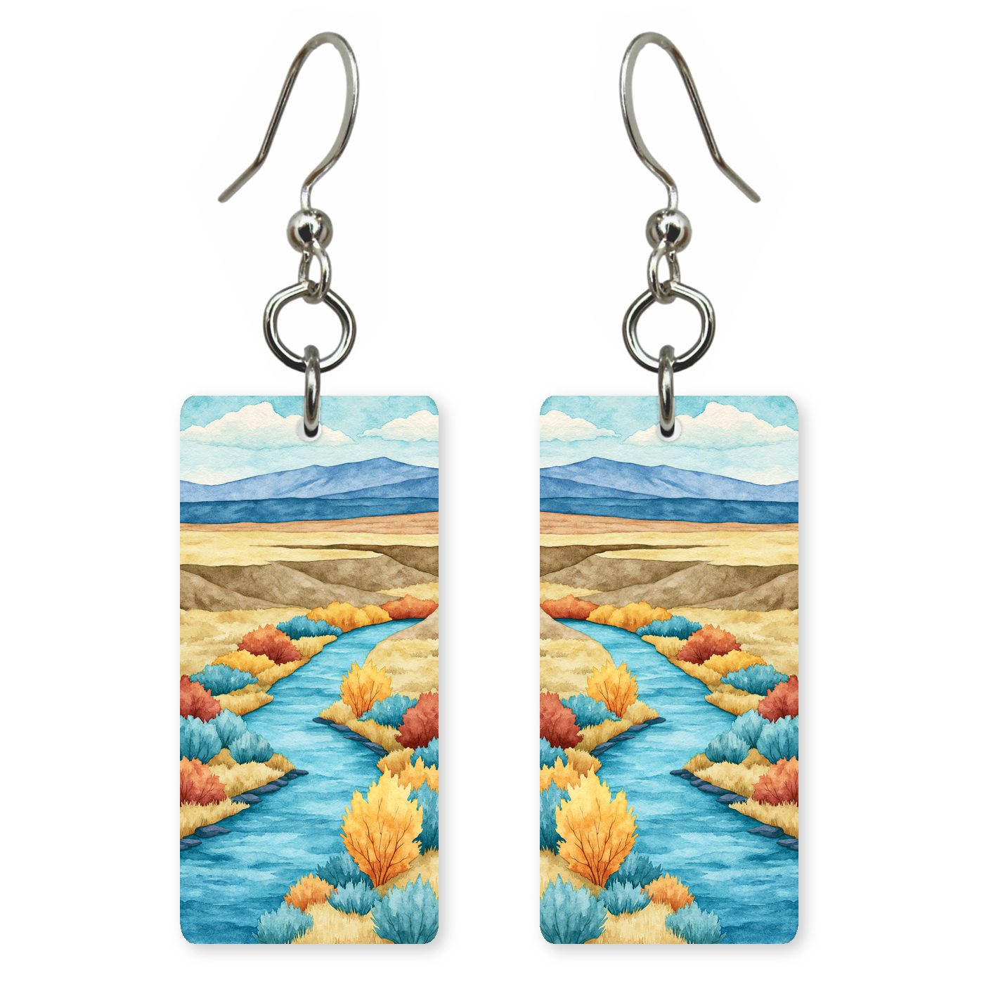 Rio Grande Gorge Autumn — She's Choosing earrings, shown as a pair