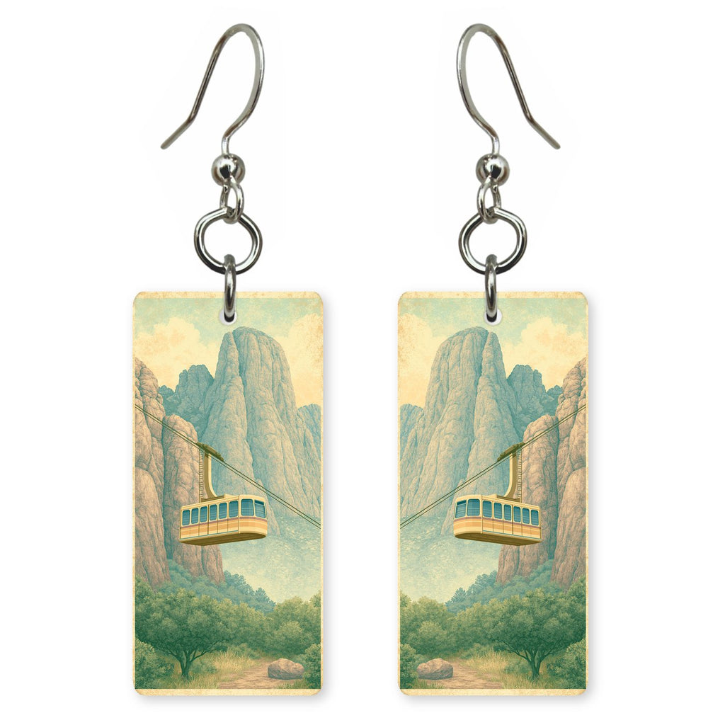 Sandia Peak Tramway Ascending — She's Choosing earrings, shown as a pair