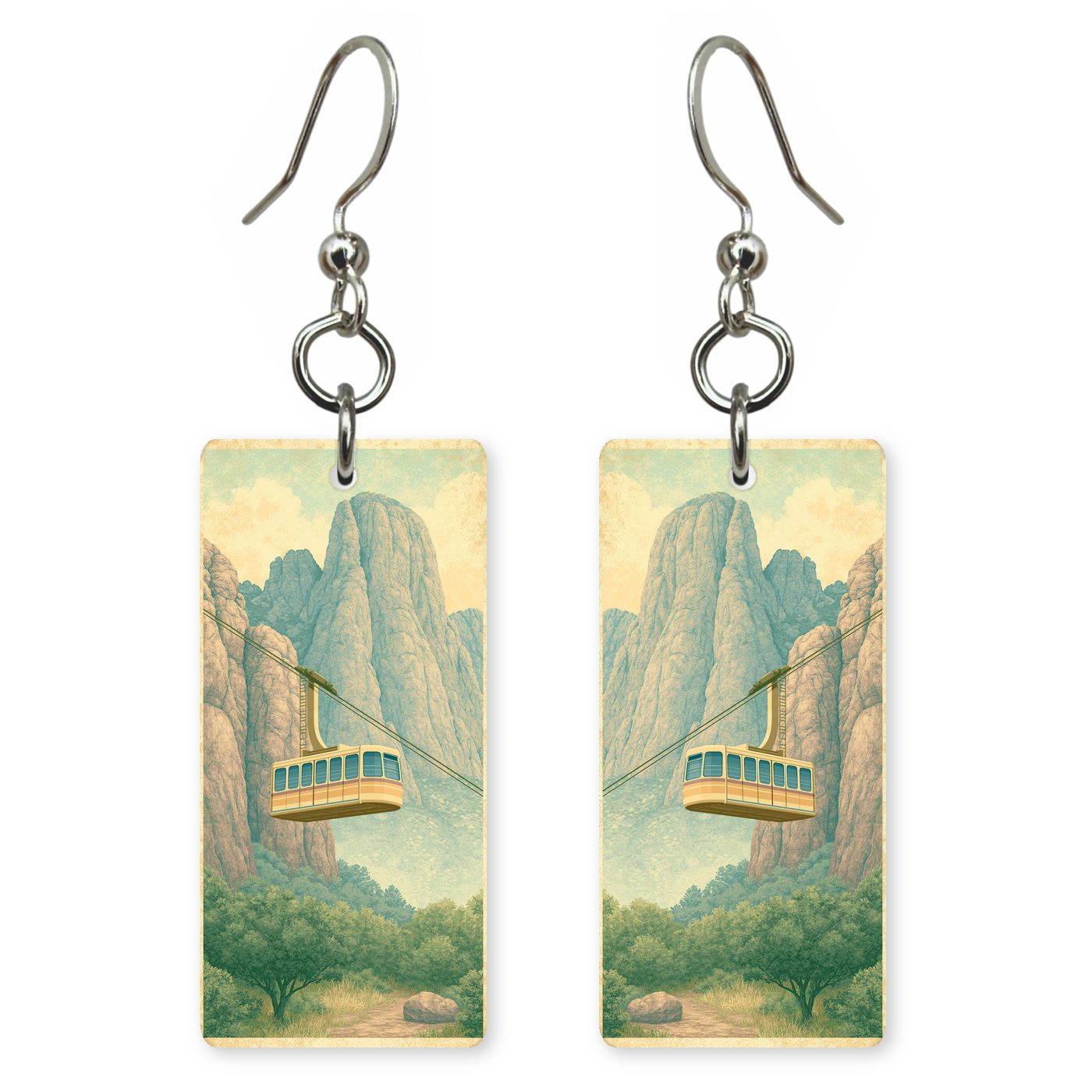 Sandia Peak Tramway Ascending — She's Choosing earrings, shown as a pair