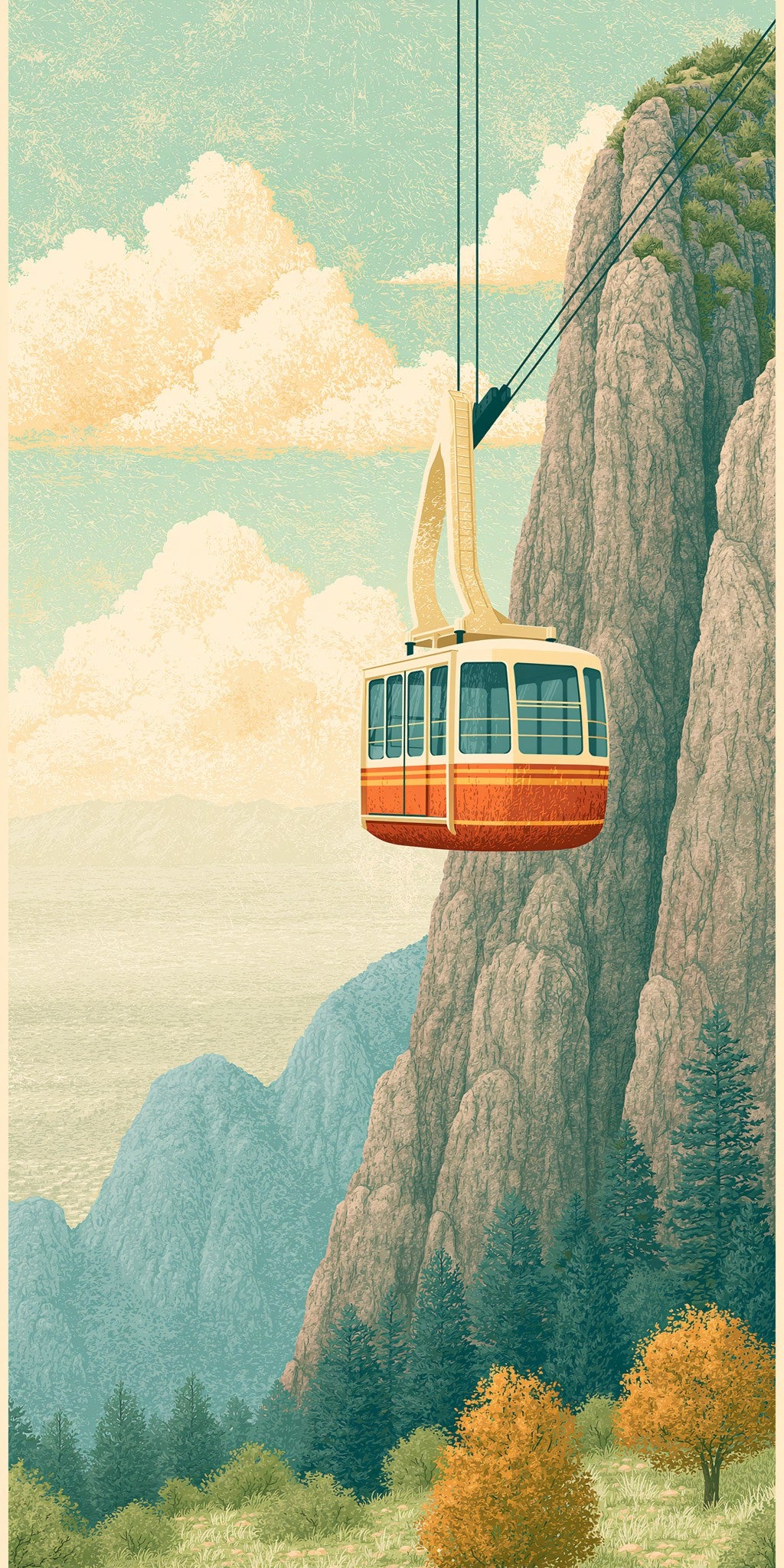 Sandia Peak Tramway Ascending — full design art