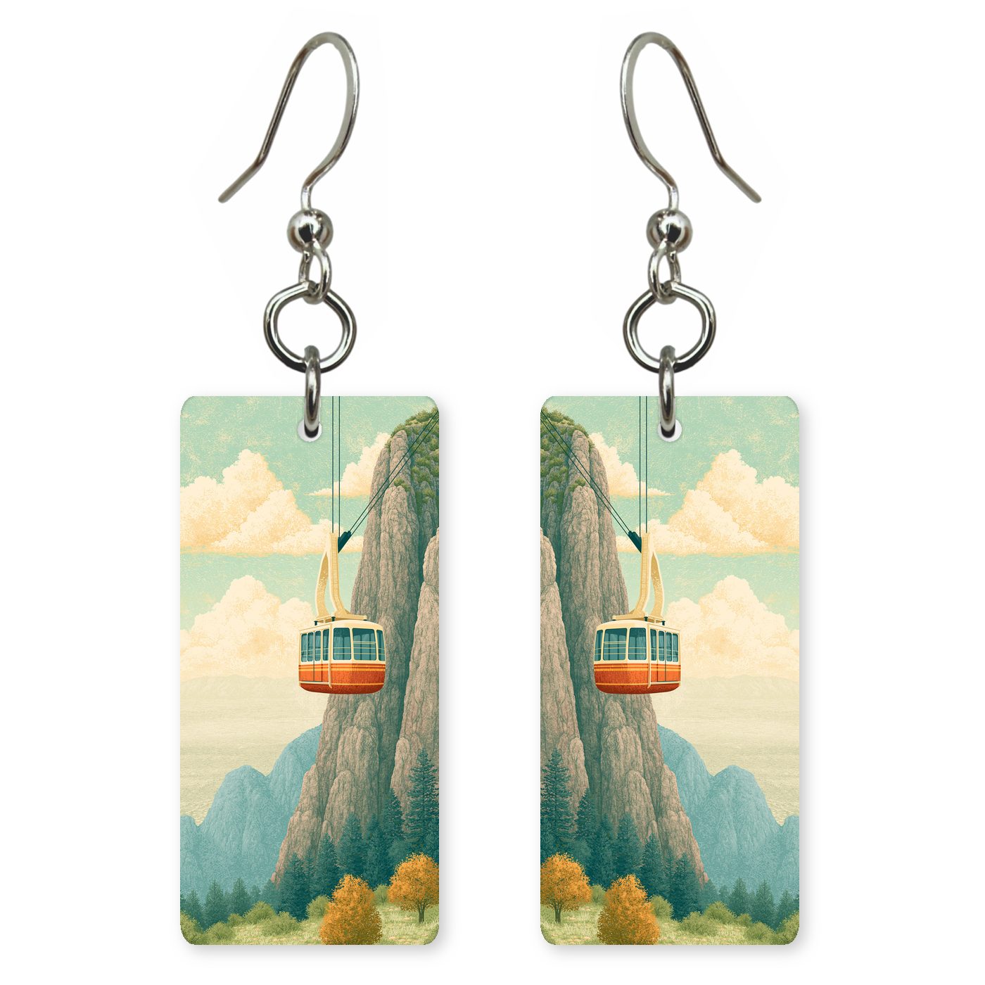 Sandia Peak Tramway Ascending — She's Choosing earrings, shown as a pair