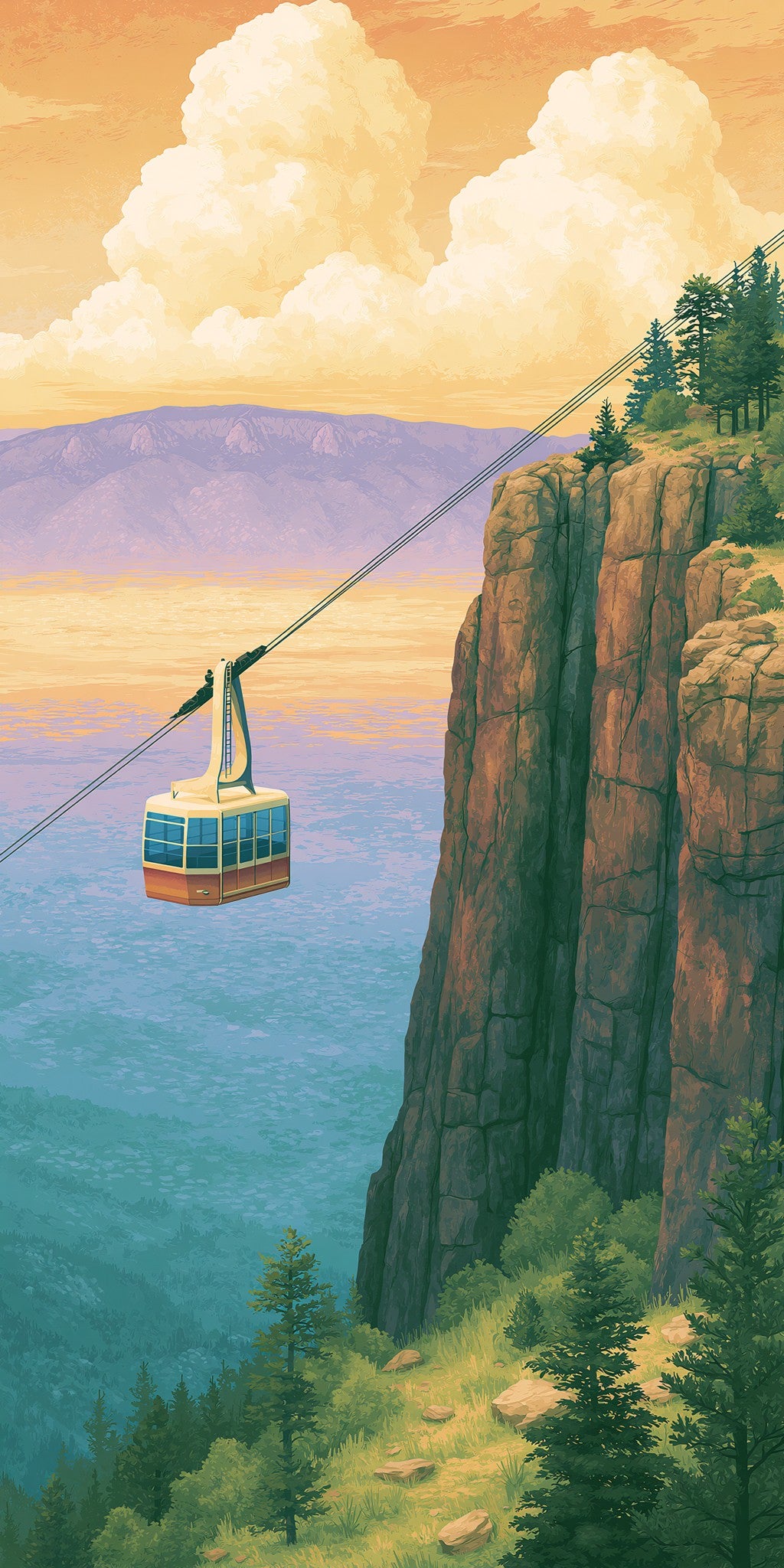 Sandia Peak Tramway Ascending — full design art