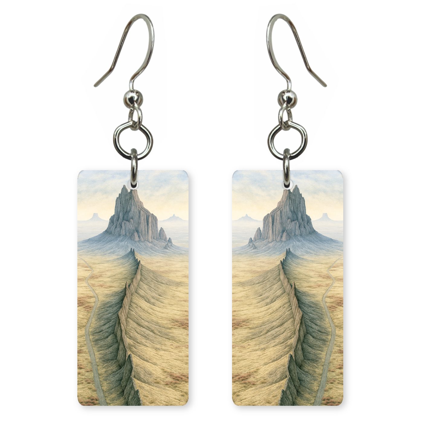 Shiprock Aerial View Jagged — She's Choosing earrings, shown as a pair