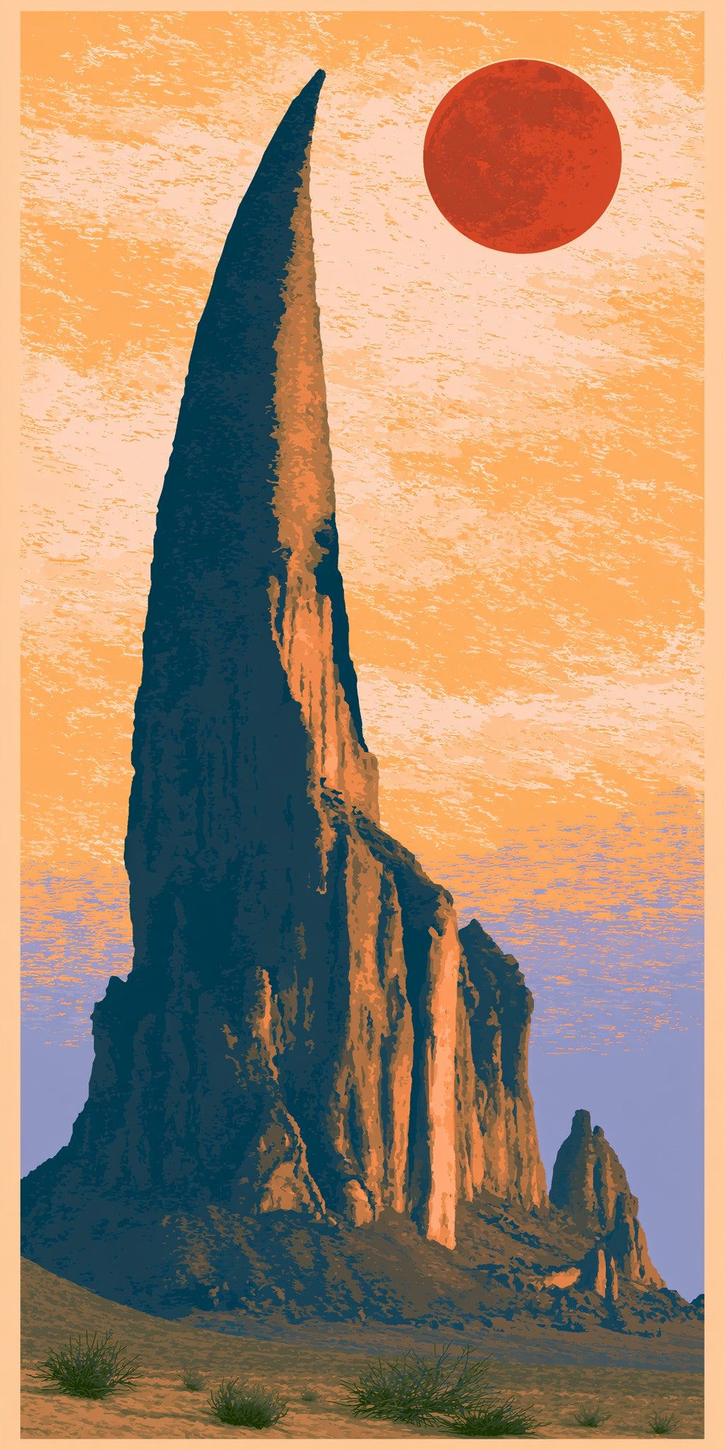 Shiprock Silhouetted Sunset Dramatic — full design art