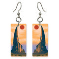 Shiprock Silhouetted Sunset Dramatic — She's Choosing earrings, shown as a pair