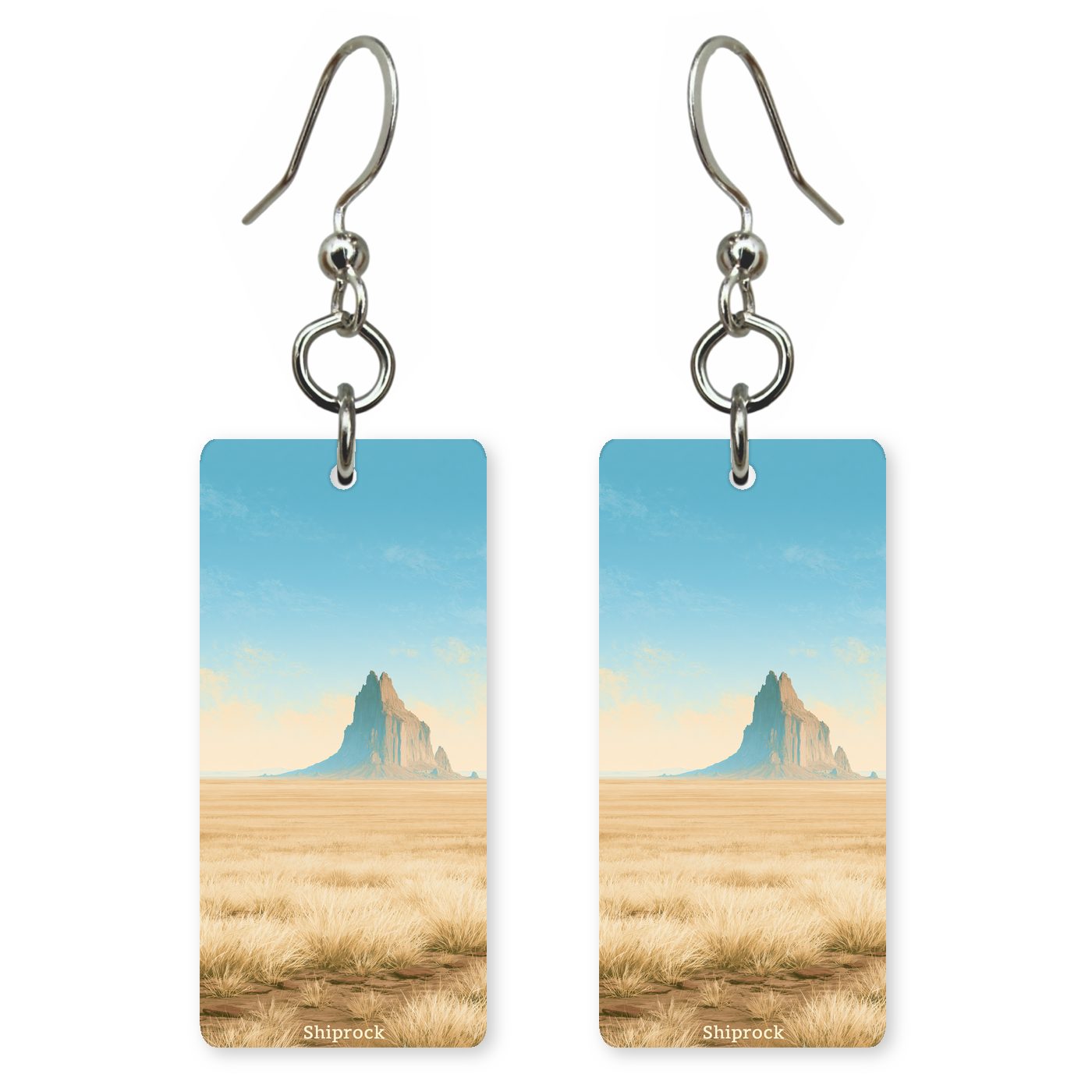 Shiprock Towering Volcanic Rock — She's Choosing earrings, shown as a pair
