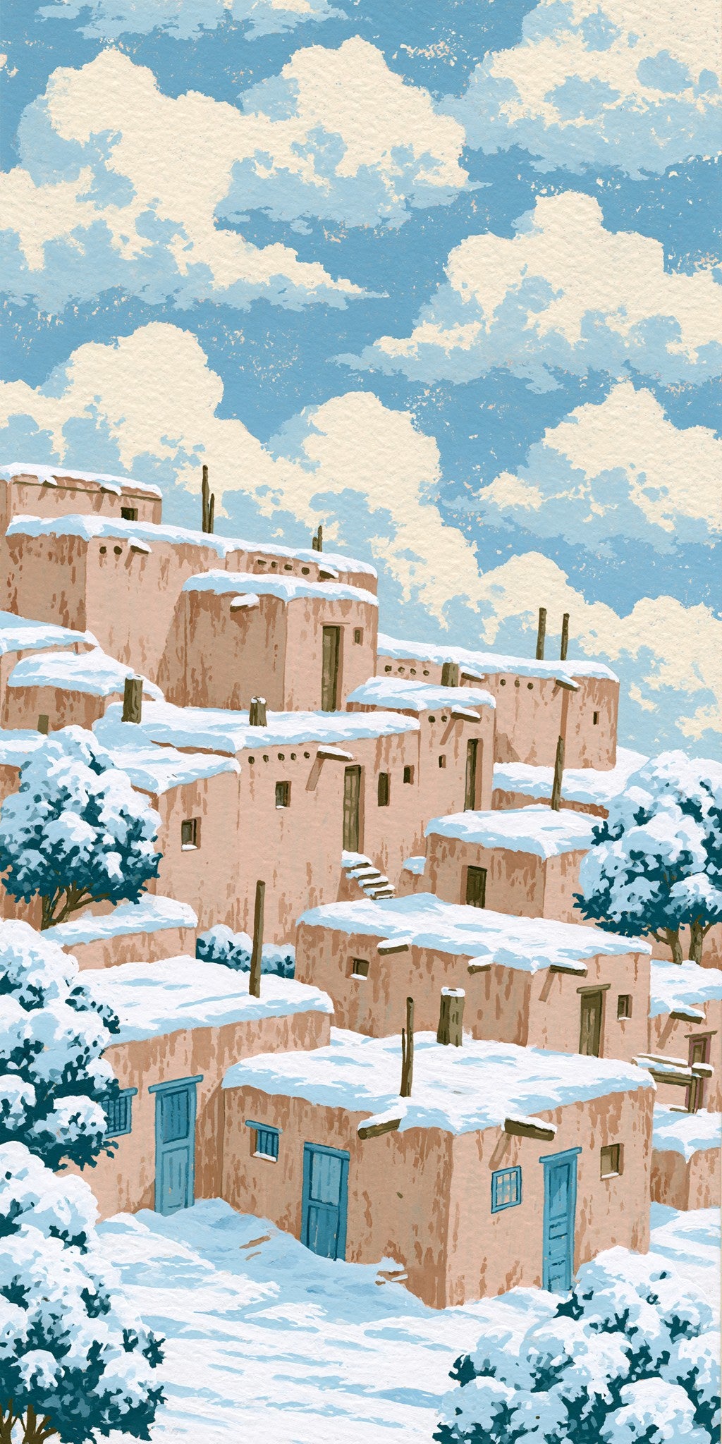 Taos Pueblo Snow Adobe — full design art