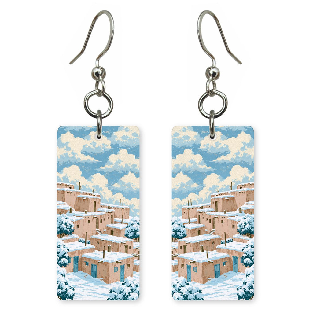 Taos Pueblo Snow Adobe — She's Choosing earrings, shown as a pair
