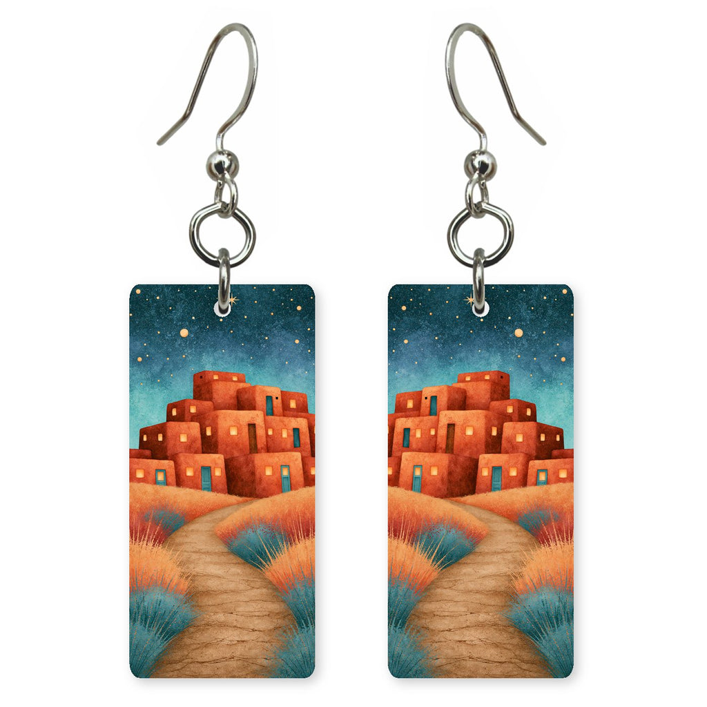 Taos Pueblo Starry Night — She's Choosing earrings, shown as a pair