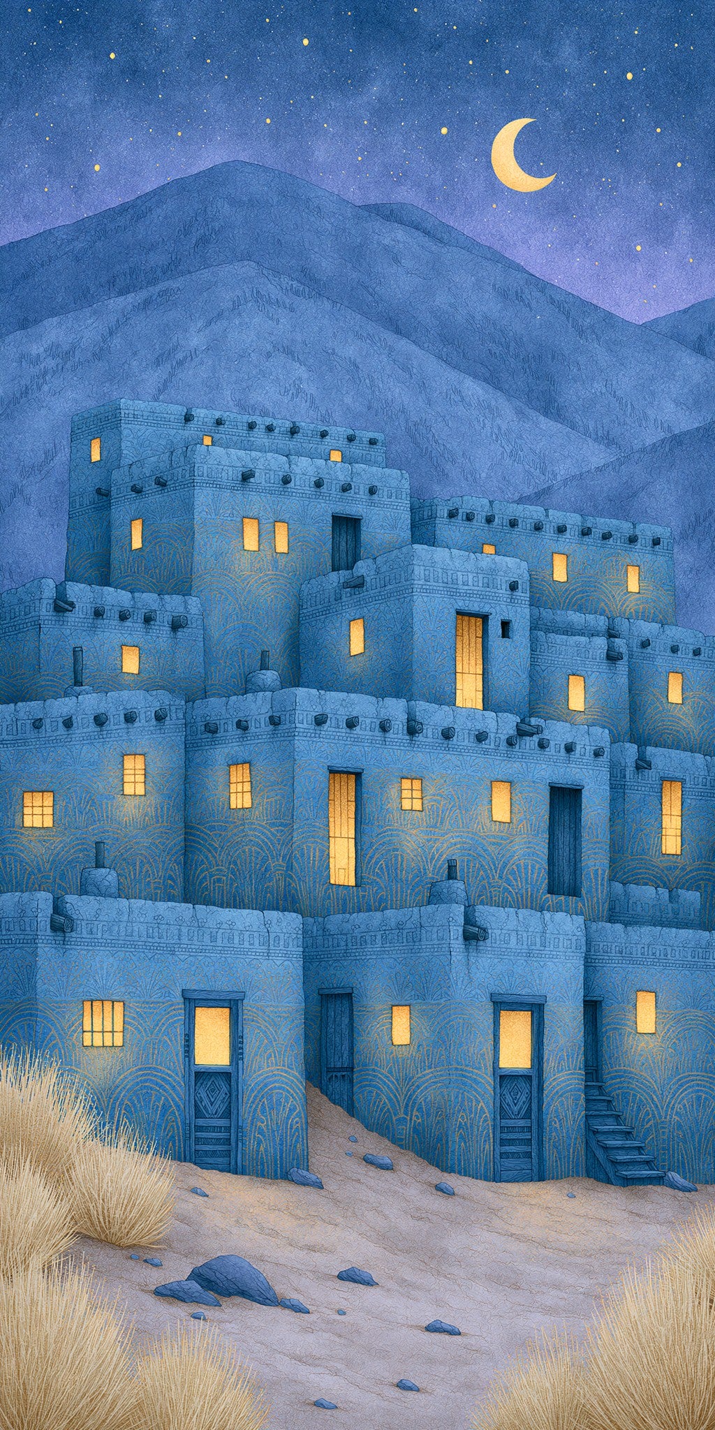 Taos Pueblo Starry Night — full design art
