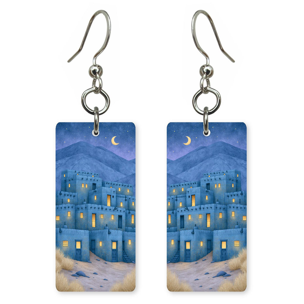 Taos Pueblo Starry Night — She's Choosing earrings, shown as a pair