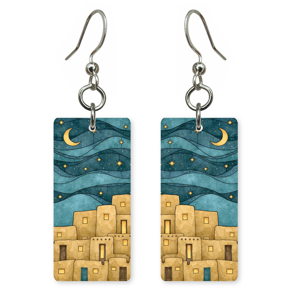 Taos Pueblo Starry Night — She's Choosing earrings, shown as a pair