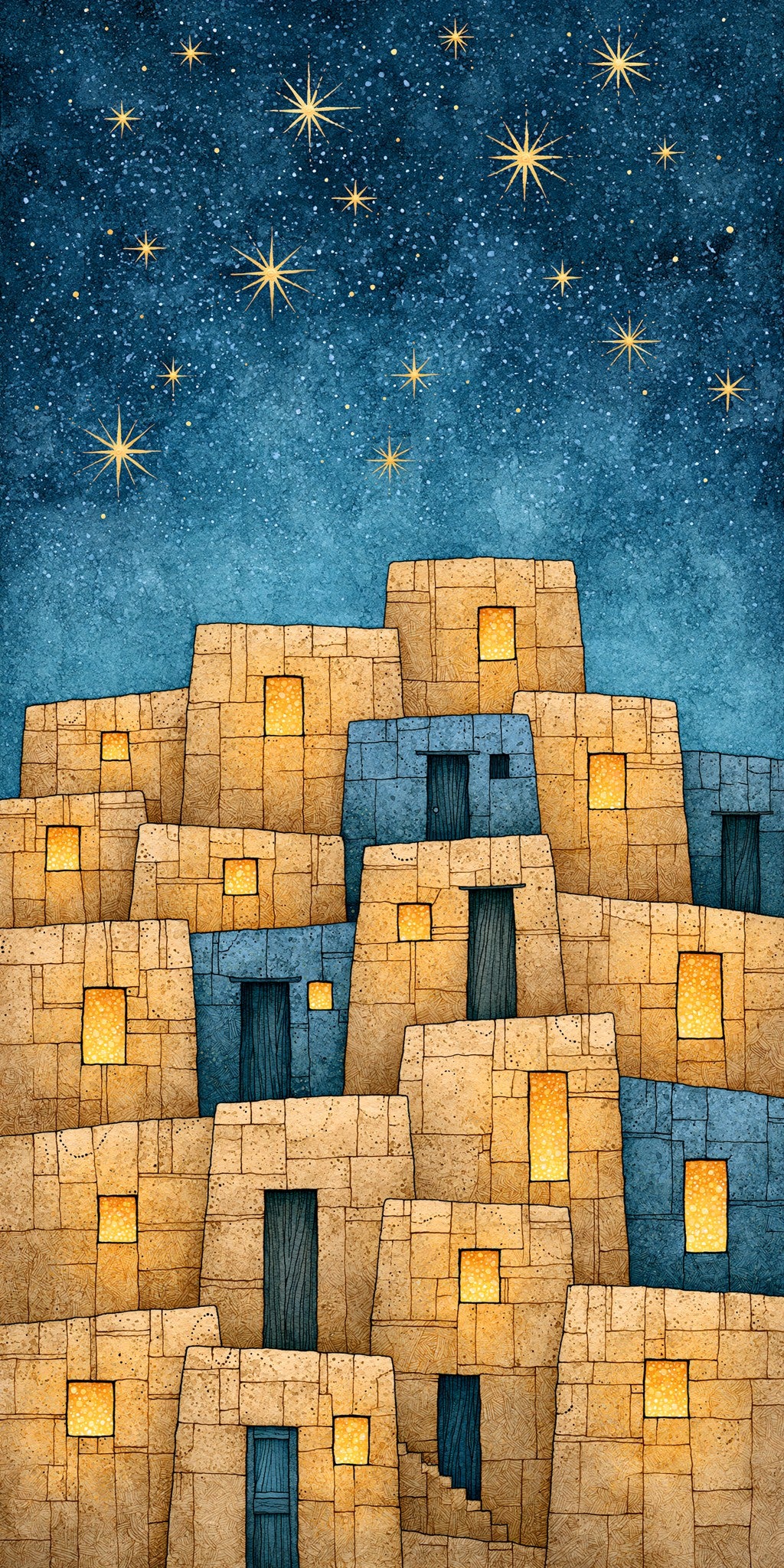 Taos Pueblo Starry Night — full design art