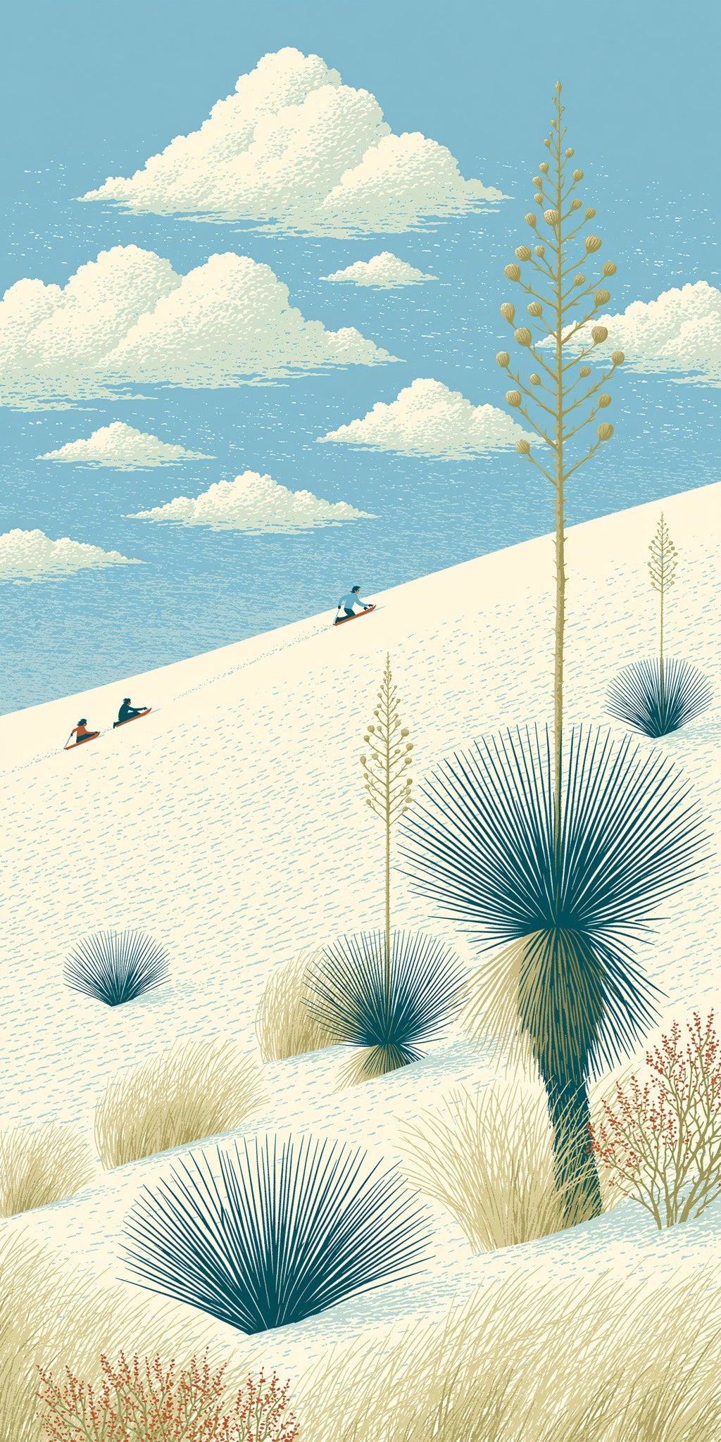 White Sands Sledding Down — full design art