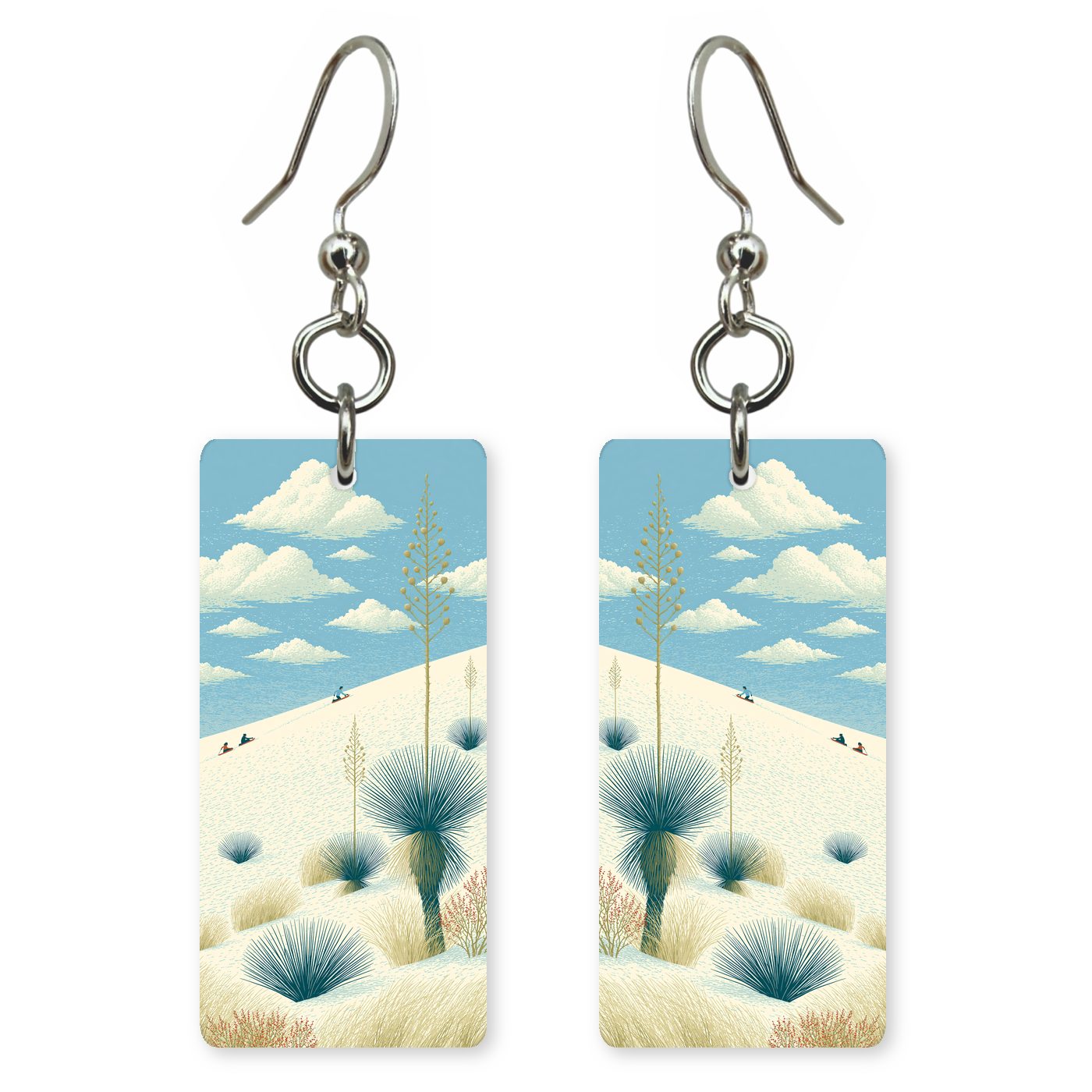 White Sands Sledding Down — She's Choosing earrings, shown as a pair