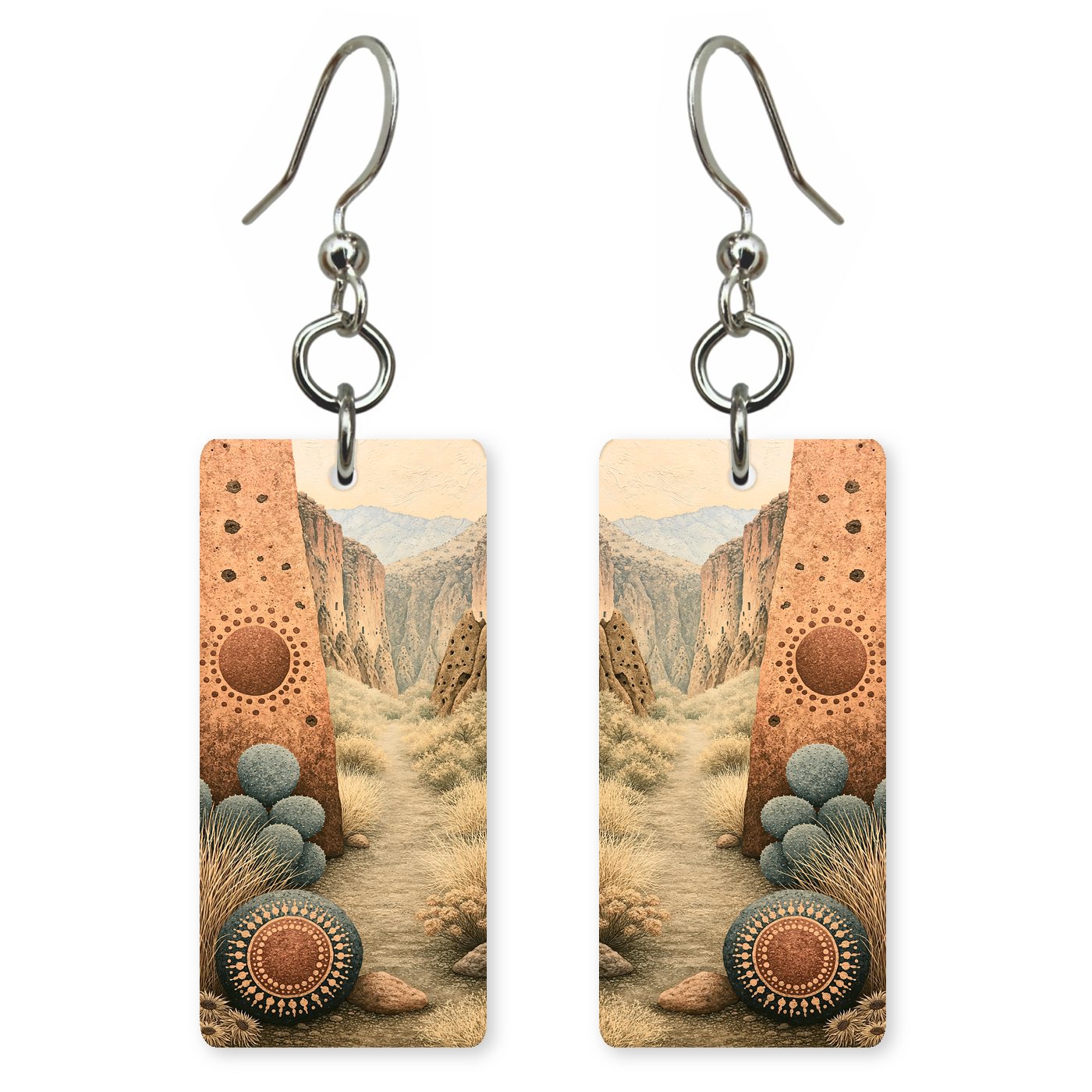 Bandelier Canyon Trail Ancient — She's Choosing earrings, shown as a pair