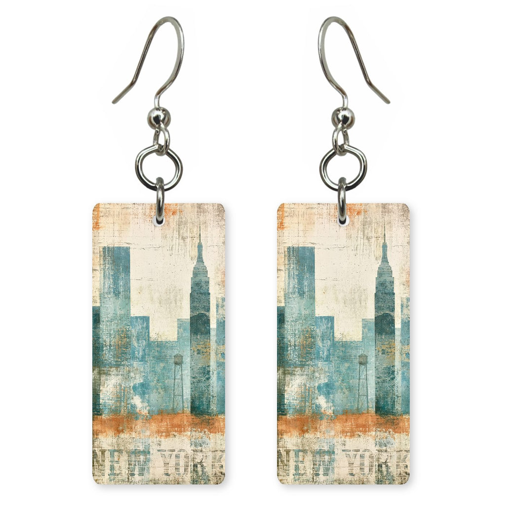 City Collage — She's Choosing earrings, shown as a pair