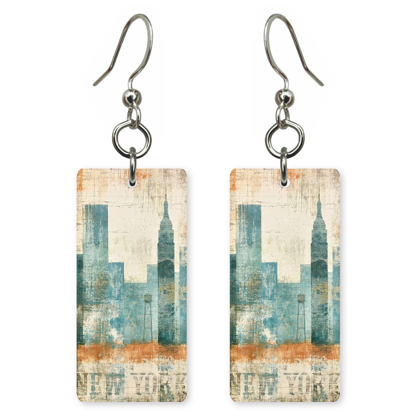 City Collage — She's Choosing earrings, shown as a pair