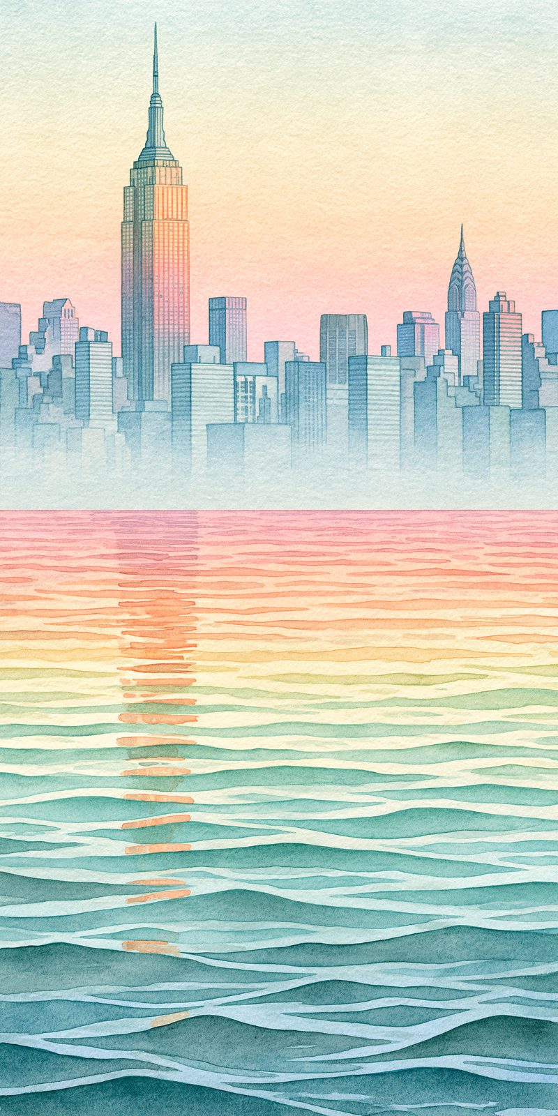 She's Choosing New York Earrings | Watercolor Skyline Sunset