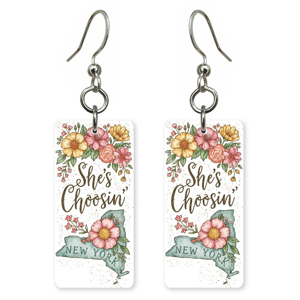 Rose Frame — She's Choosing earrings, shown as a pair