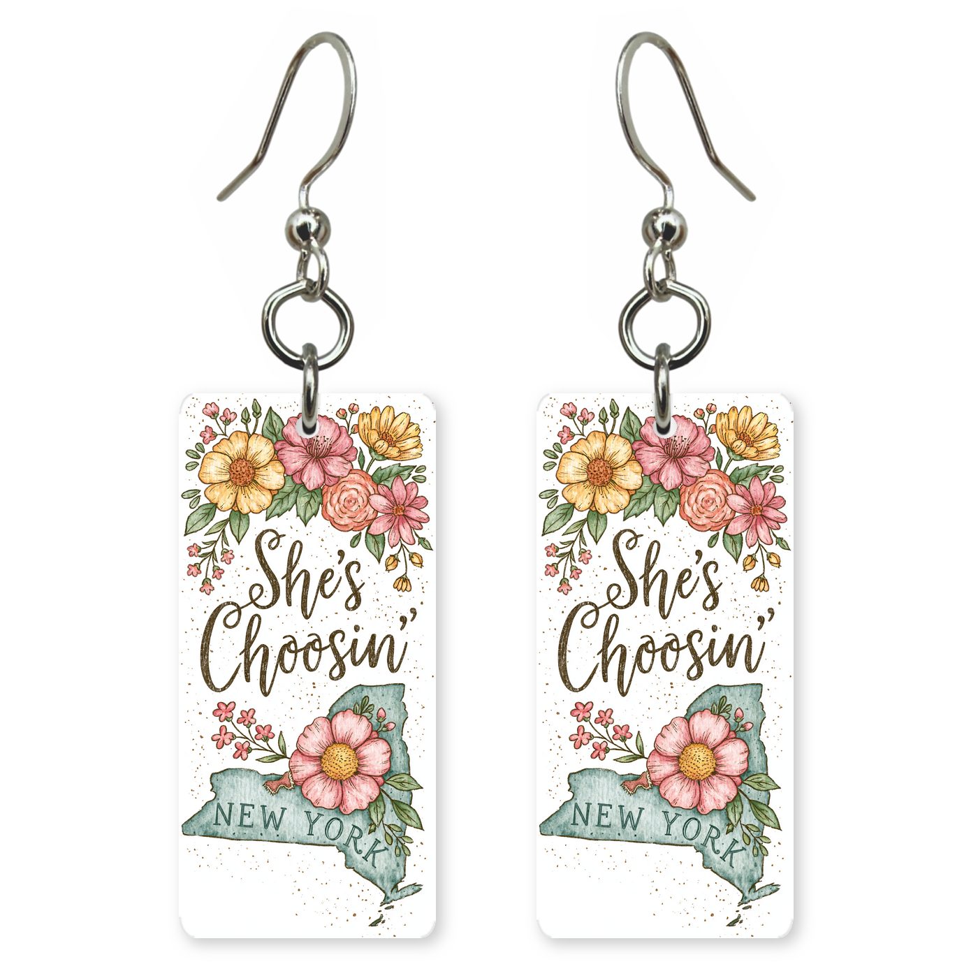 Rose Frame — She's Choosing earrings, shown as a pair