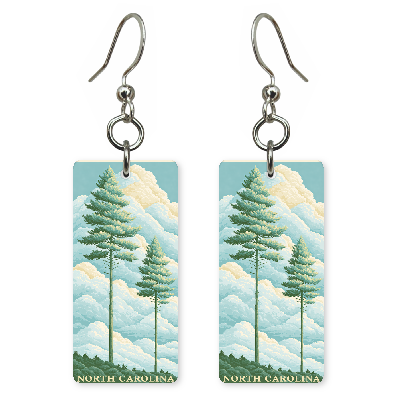 She's Choosing North Carolina Earrings | Towering Pines Clouds
