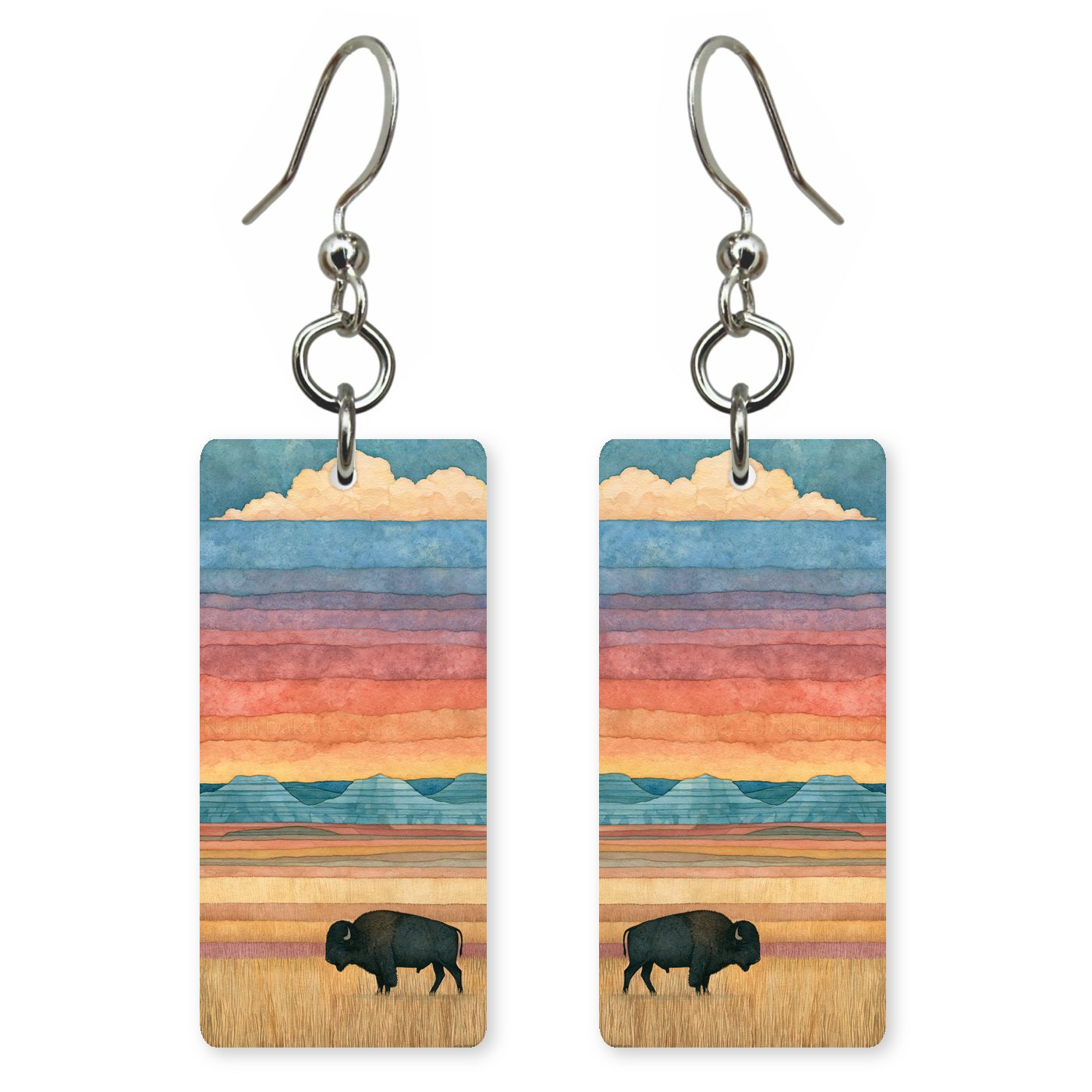 Bison Stripes — She's Choosing earrings, shown as a pair