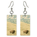 Bison Script — She's Choosing earrings, shown as a pair