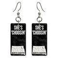 Black Block — She's Choosing earrings, shown as a pair