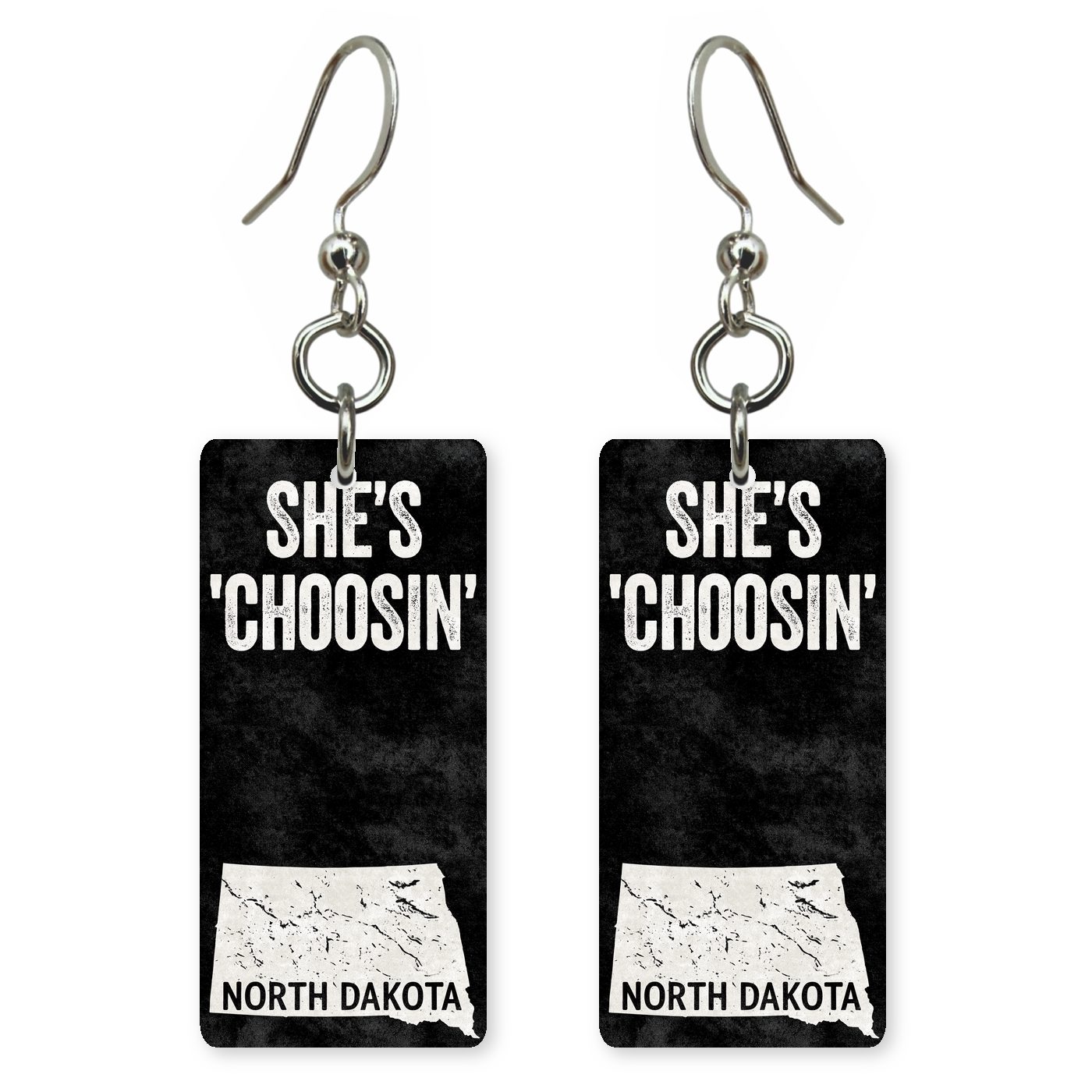 Black Block — She's Choosing earrings, shown as a pair