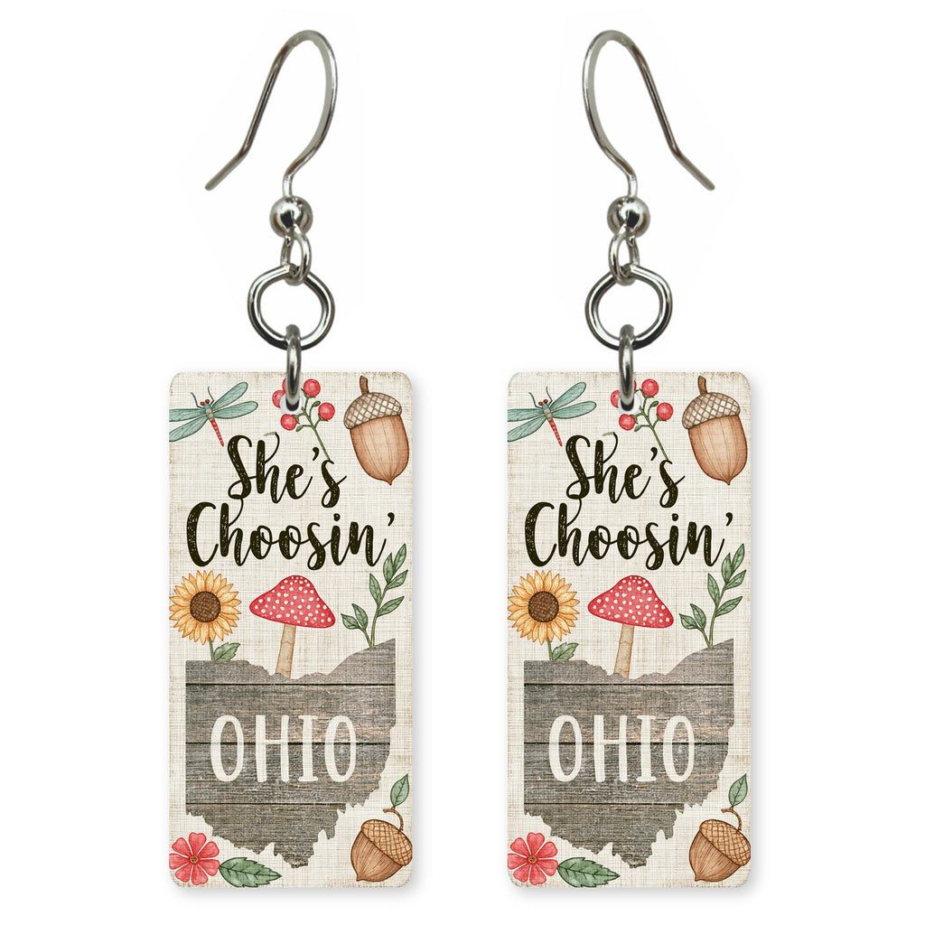 Mushroom Acorn — She's Choosing earrings, shown as a pair