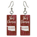 Crimson Plank — She's Choosing earrings, shown as a pair