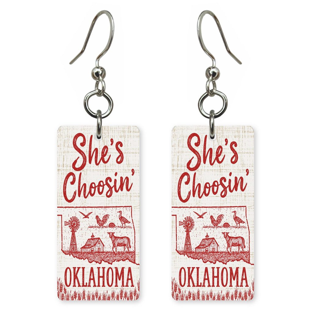Red Wildlife — She's Choosing earrings, shown as a pair