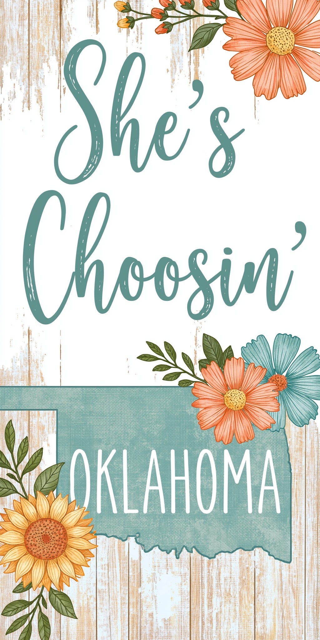 Blue Floral Plank — full design art