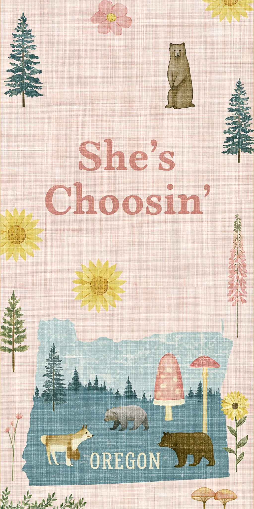 Pink Forest Critters — full design art