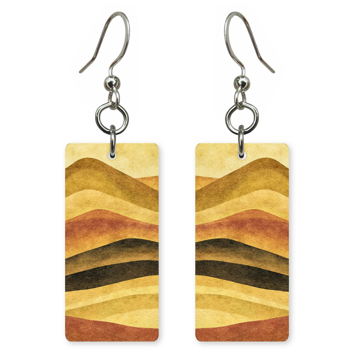 Painted Hills Banded Ochre — She's Choosing earrings, shown as a pair