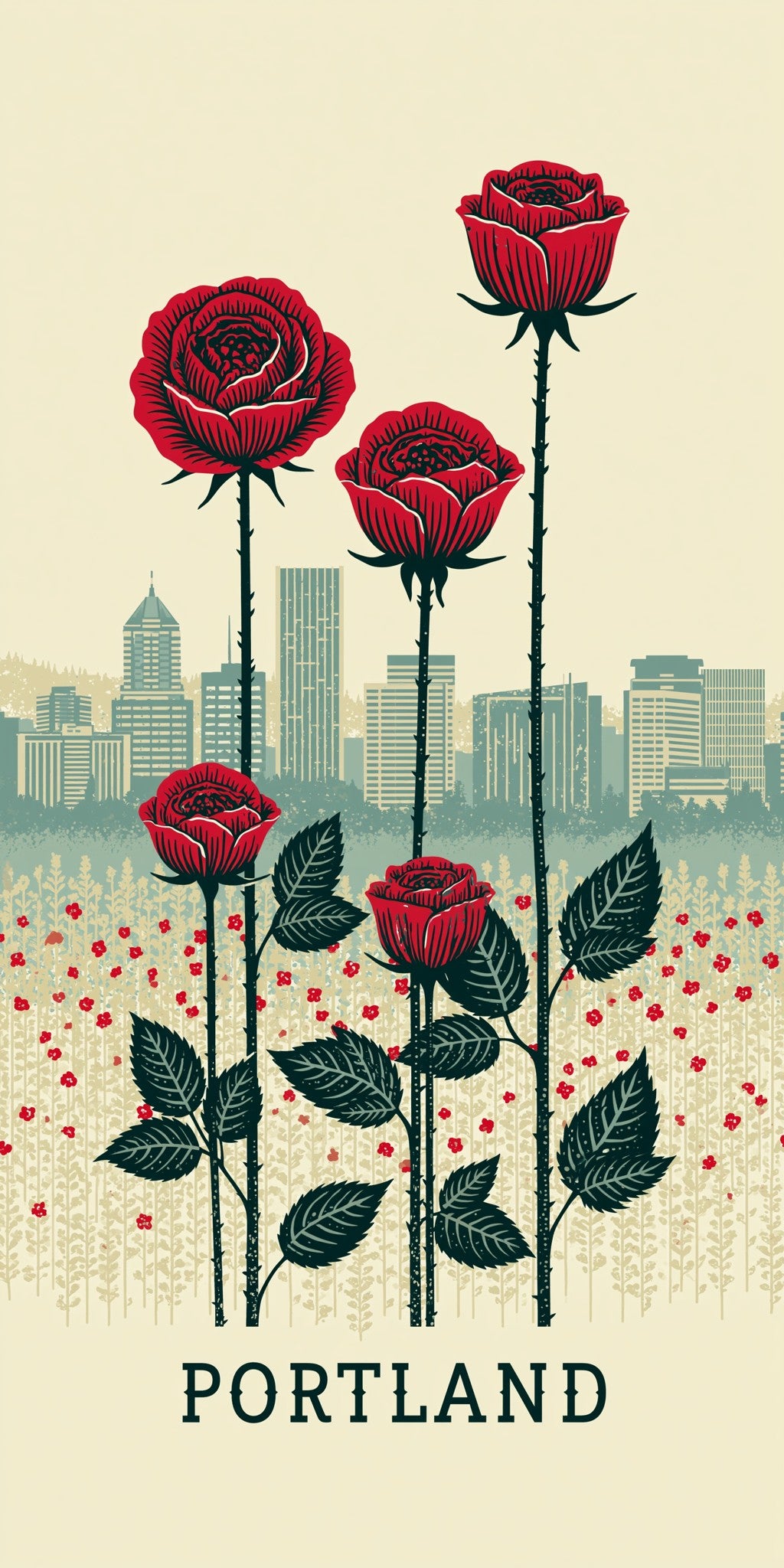 Rose Garden Skyline Text — full design art