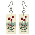 Rose Garden Skyline Text — She's Choosing earrings, shown as a pair