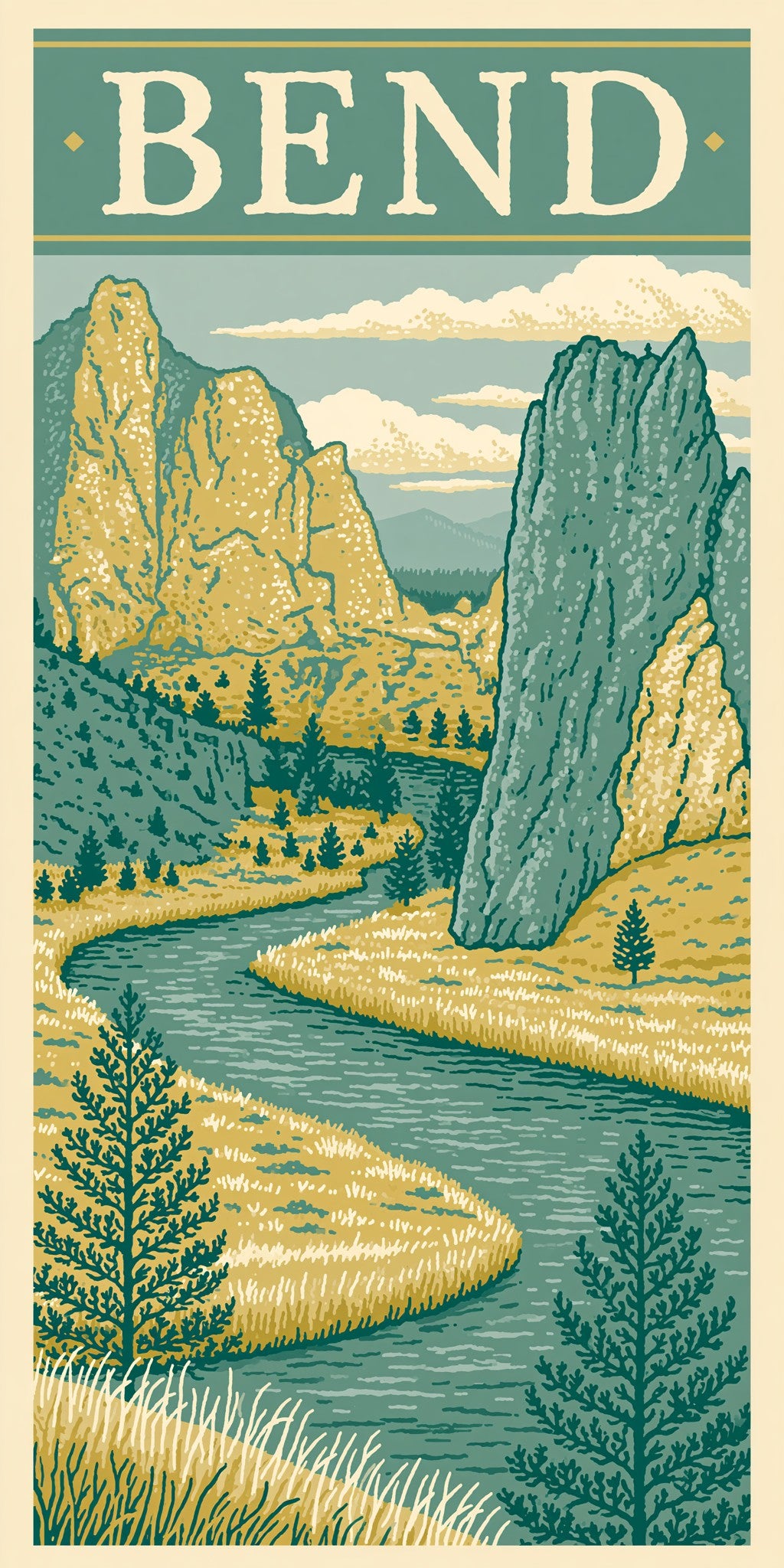 Smith Rock Text Bend — full design art