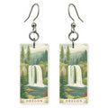 South Falls Text Oregon — She's Choosing earrings, shown as a pair