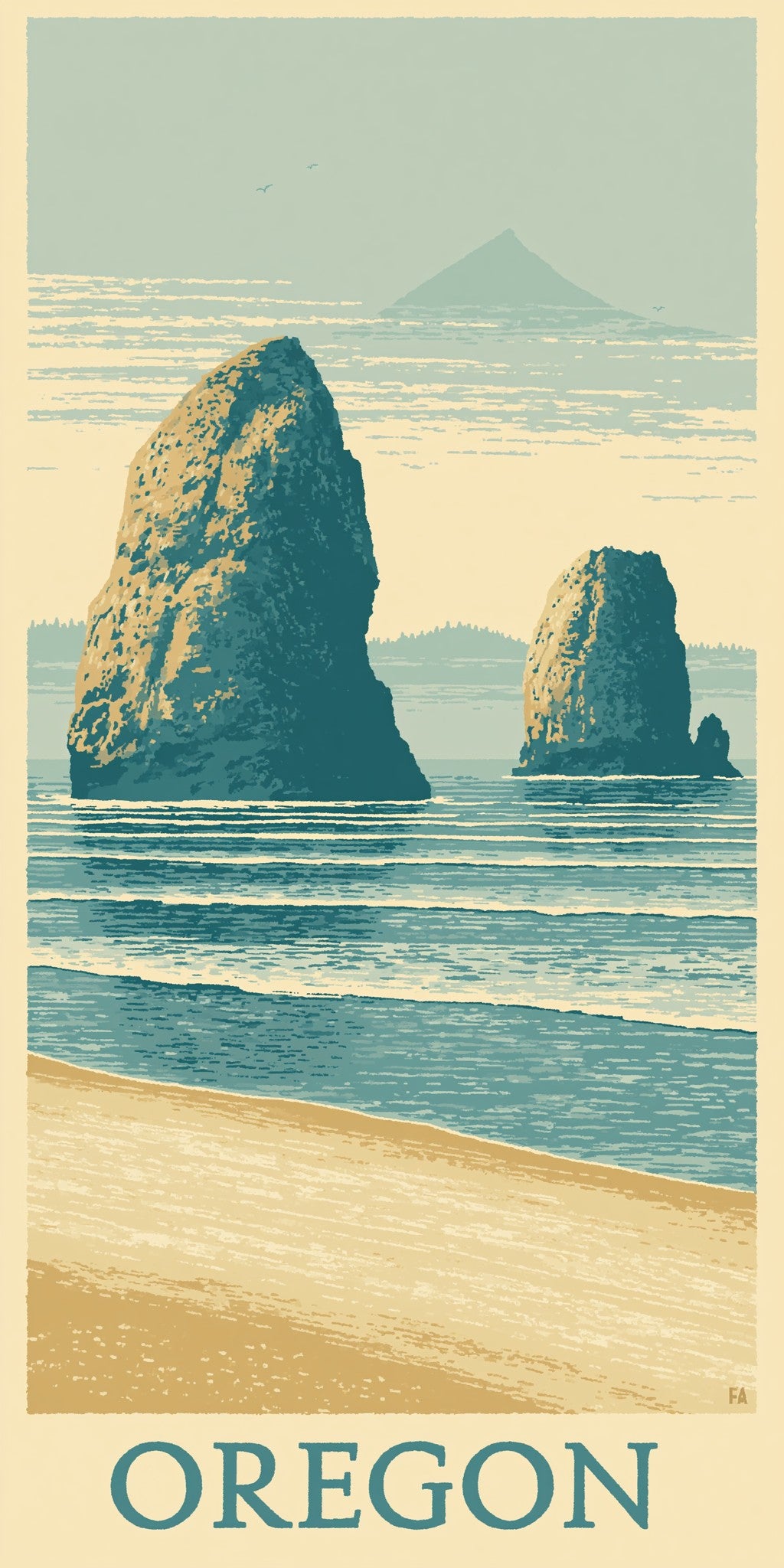 Haystack Rock Text Oregon — full design art