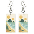 Haystack Rock Text Portland — She's Choosing earrings, shown as a pair