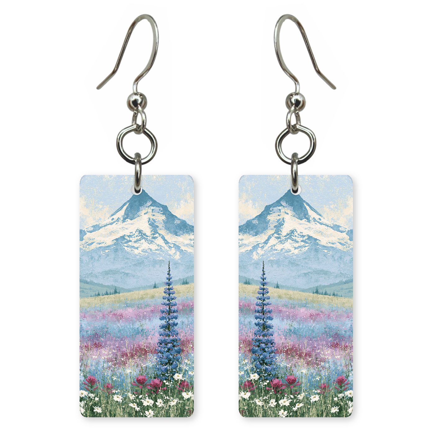 Mount Hood Wildflower Meadow — She's Choosing earrings, shown as a pair
