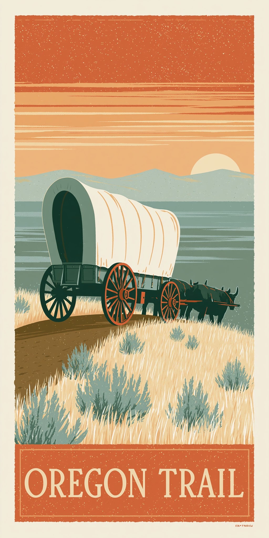 Oregon Trail Covered Wagon — full design art