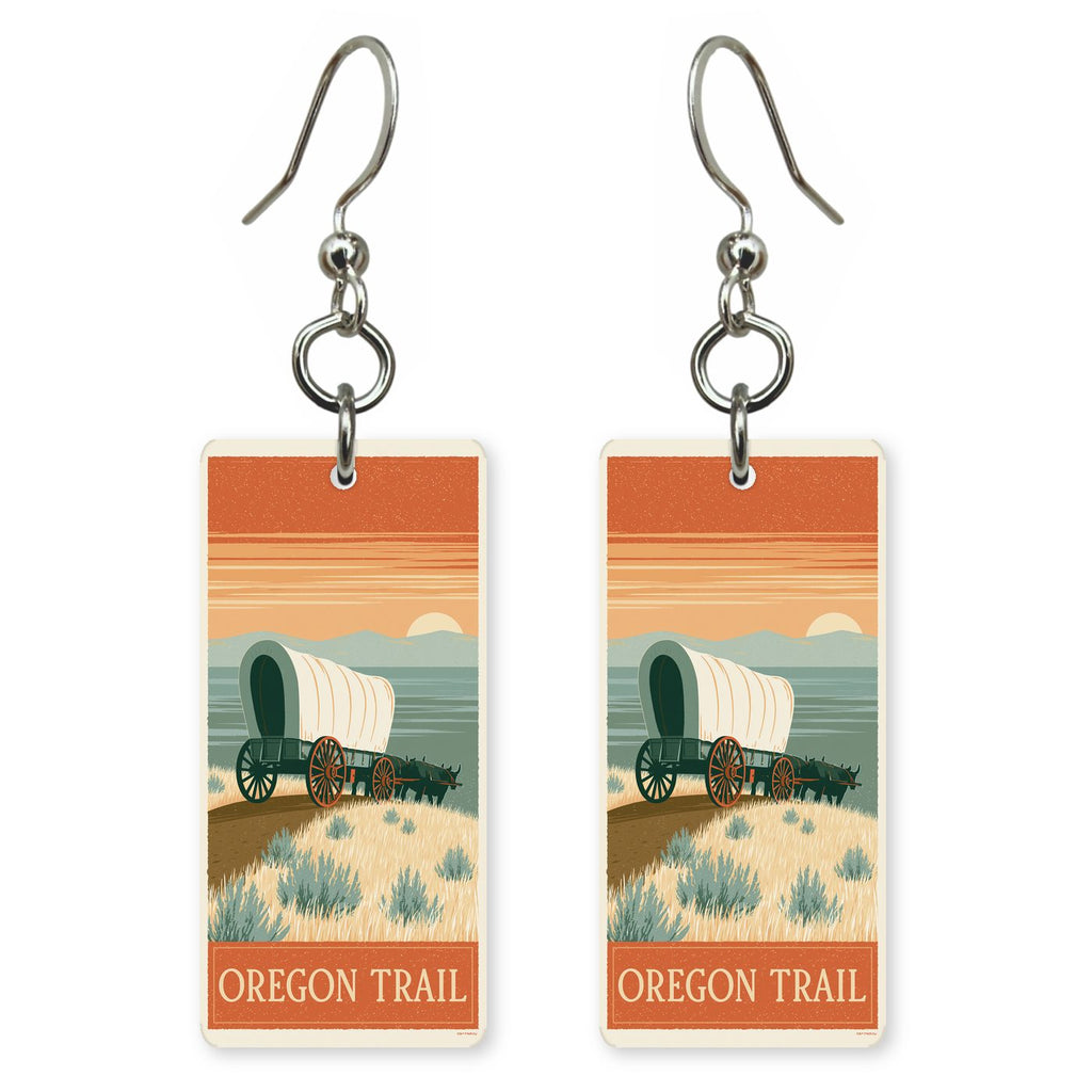 Oregon Trail Covered Wagon — She's Choosing earrings, shown as a pair