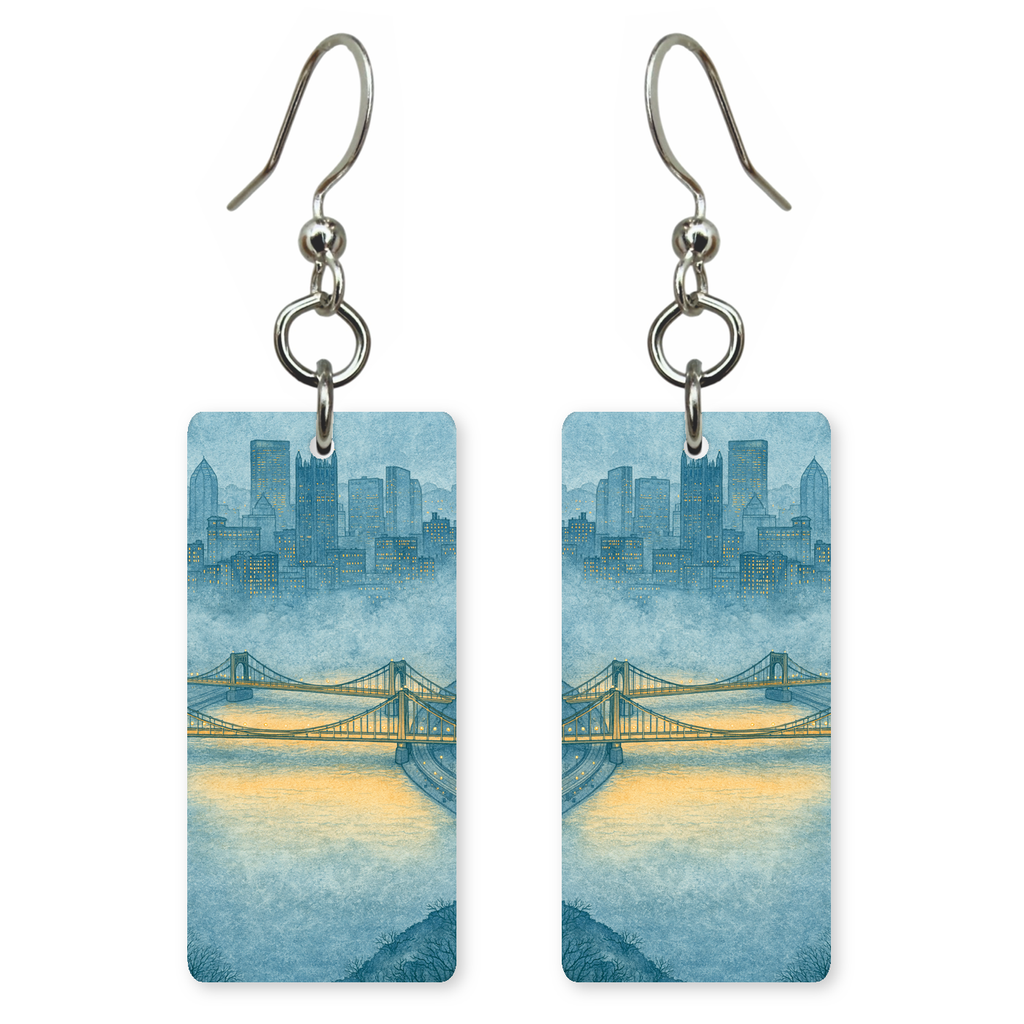 She's Choosing Pennsylvania Earrings | Pittsburgh Bridges Dusk