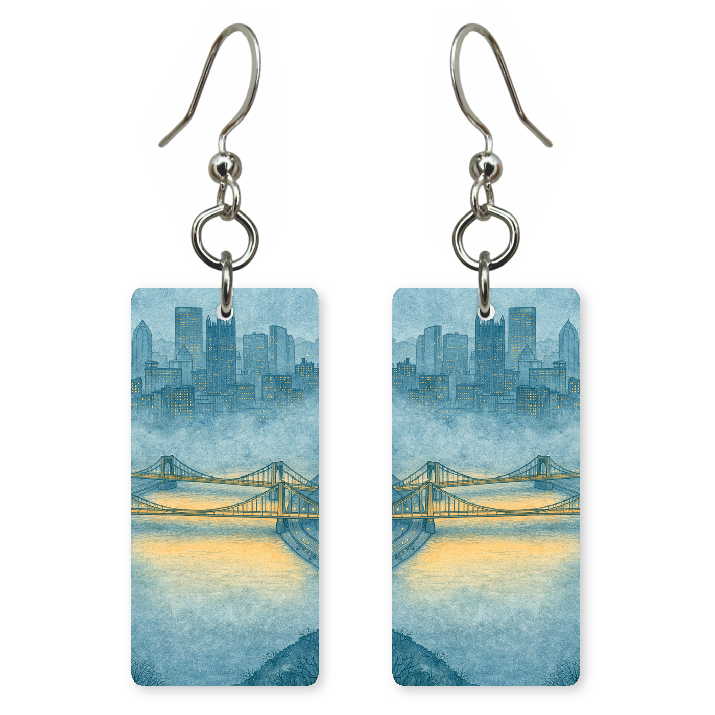 She's Choosing Pennsylvania Earrings | Pittsburgh Bridges Dusk
