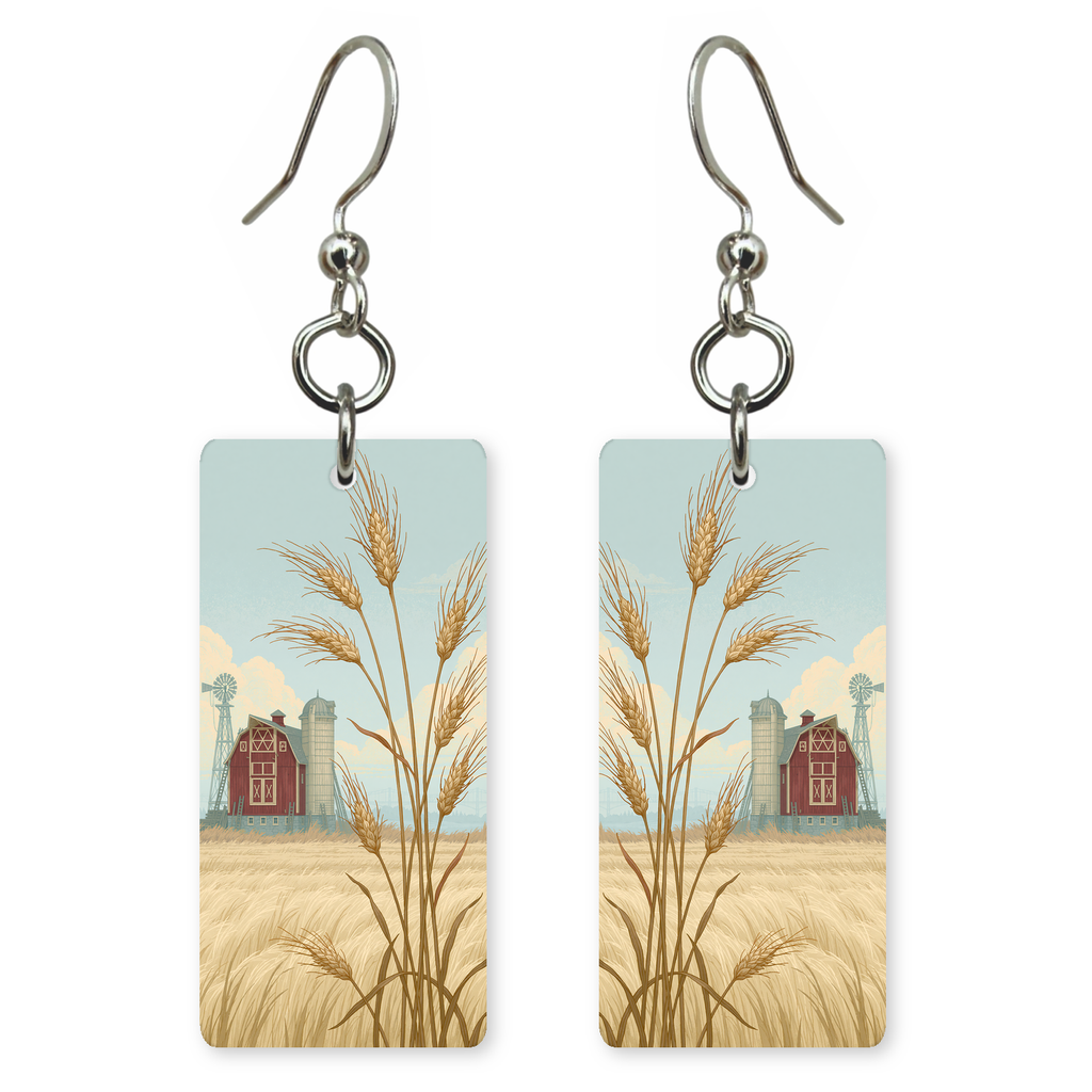 She's Choosing Pennsylvania Earrings | Amish Barn Wheat