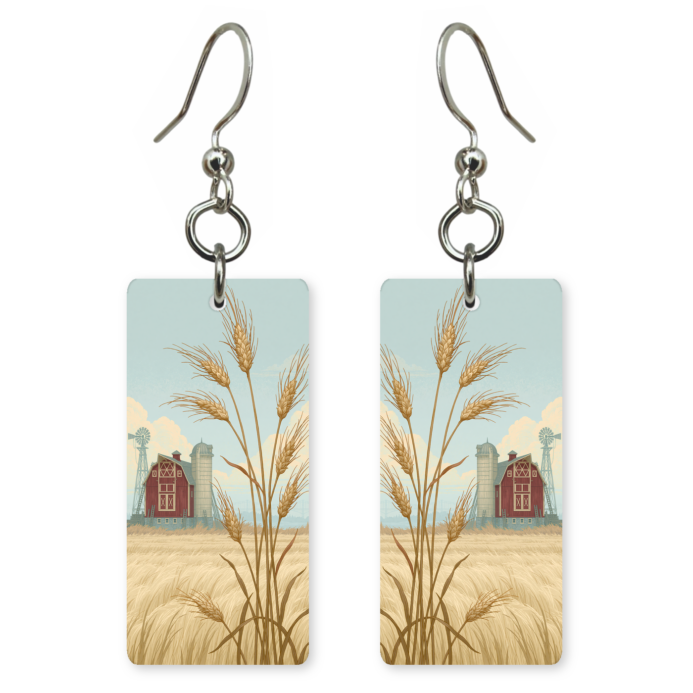 She's Choosing Pennsylvania Earrings | Amish Barn Wheat